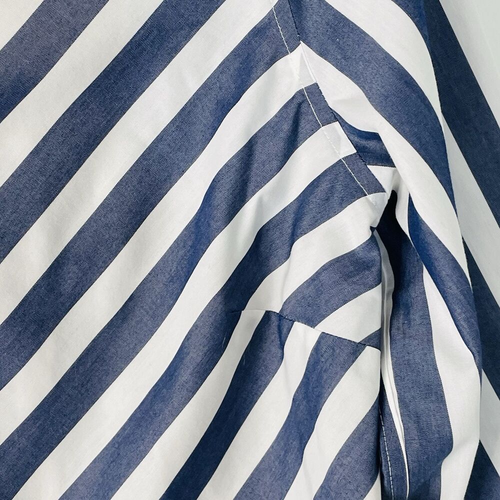 Chico’s No-Iron Cotton Striped Stain Shield Shirt Navy & White Striped Size 4/6 - Picture 6 of 8